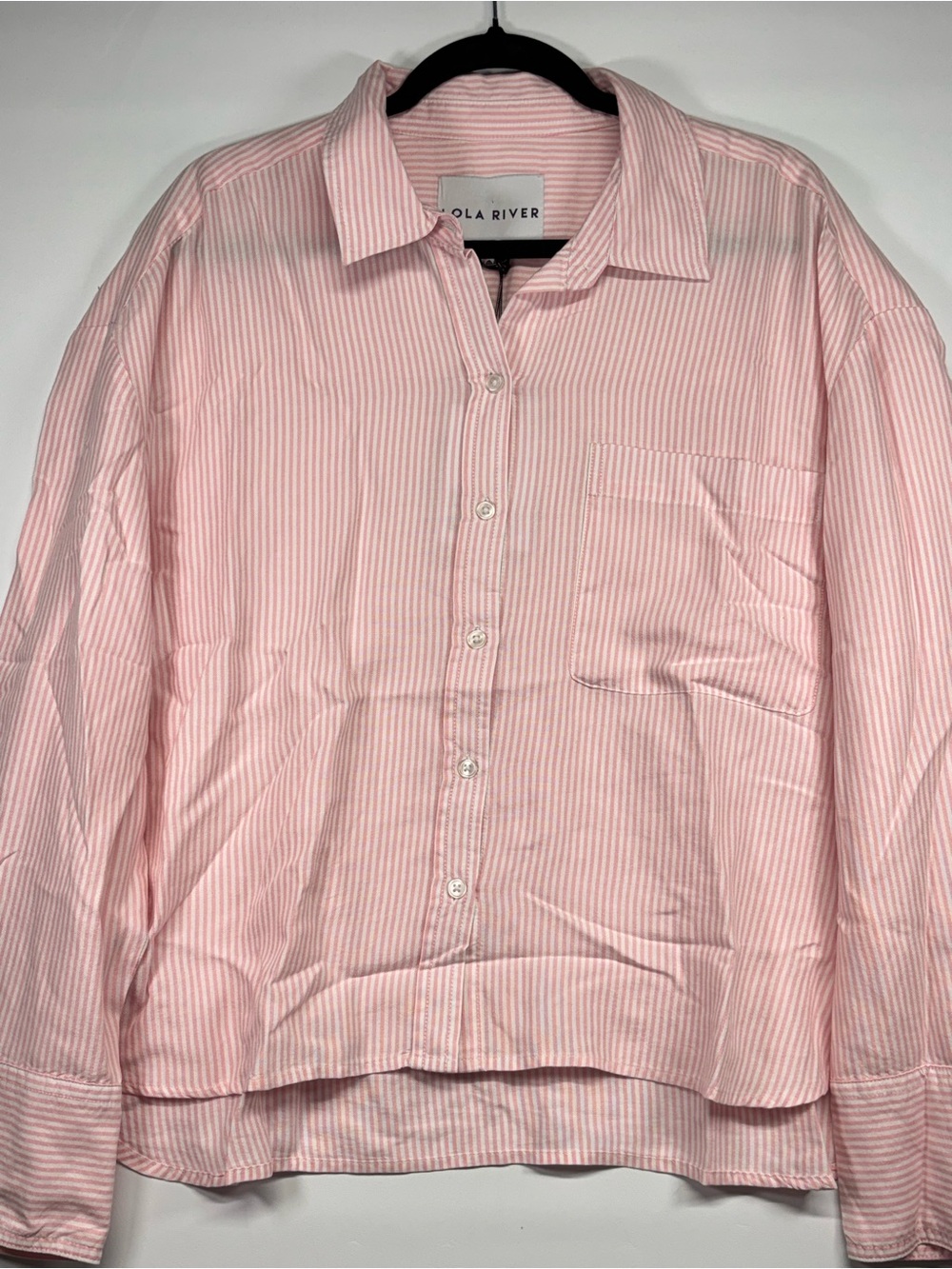 ✨Lola River Pink Stripe Casual Button-Down Shirt Size XL - Picture 2 of 11